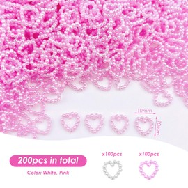200 Pieces Of Heart-Shaped Pearls, Hollow Hearts, Nail Art Love Jewelry, Sprinkled Love Pearls, Diy Decorative Accessories, Suitable For Handicrafts And Party Decorations