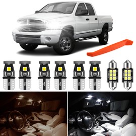 Winetis 6000K Bright White Interior LED Bulbs Kit Package Map Dome Glove Box and License Plate Lights Replacement for Dodge Ram 1500 2500 3500 2003 2004 2005 2006 2007 2008 2009 + Free Install Tool