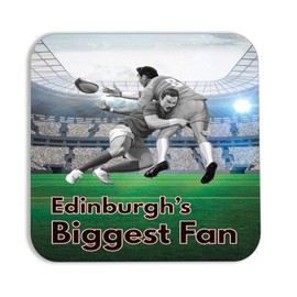 AK Giftshop Edinburgh's Biggest Fan Rugby Themed Coaster - Birthday Gift/Stocking Filler
