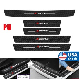 5x Carbon Fiber Sport Style Car Door Scuff Sill Cover Panel Step Trunk Protector