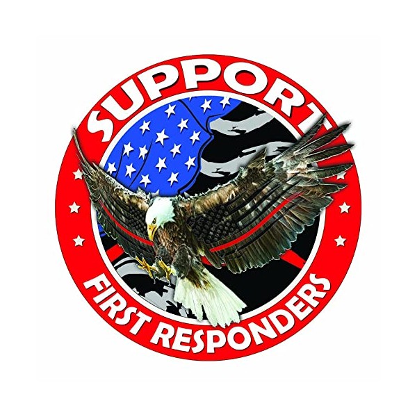 Support Thin Red Line First Responders American Flag Eagle Decal