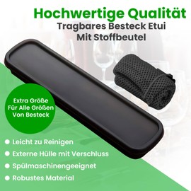 Dimedsion Cutlery Box | Cutlery to Go with Fabric Bag, Black Cutlery Case, Cutlery Box for Travel, Cutlery Box for Travel, Cutlery Box to Go, Cutlery Storage Camping