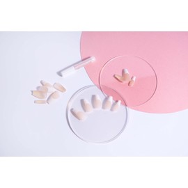 NAIL HQ Long Coffin French Nails, Natural & White