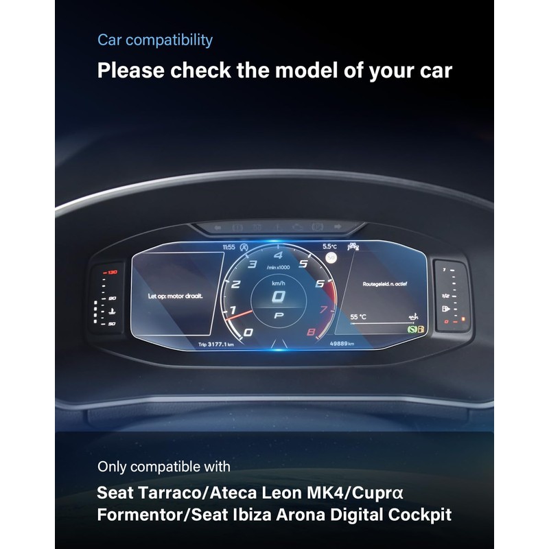 WEIPIN Digital Cockpit Screen Protector Compatible with Sea-t Ta-rraco Ate-ca