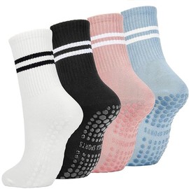 3 Pairs 35-39 Yoga Socks Non-Slip Socks for Aerobics, Socks with Nubs Cotton, Sports Nub Socks, Non-Slip Socks, Non-Slip Socks, ABS Non-Slip Socks, for Pilates, Hospital, White