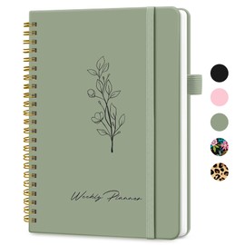 Undated Weekly Planner, Weekly To Do List Notebook with Goal & Habit Tracker Organizer, A5 Weekly Planner Notebook with Spiral Binding, 6.1" x 8.2" - Green