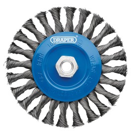 Draper 08059 Steel Twist-Knot Flat Wire Wheel Brush, 150mm, M14