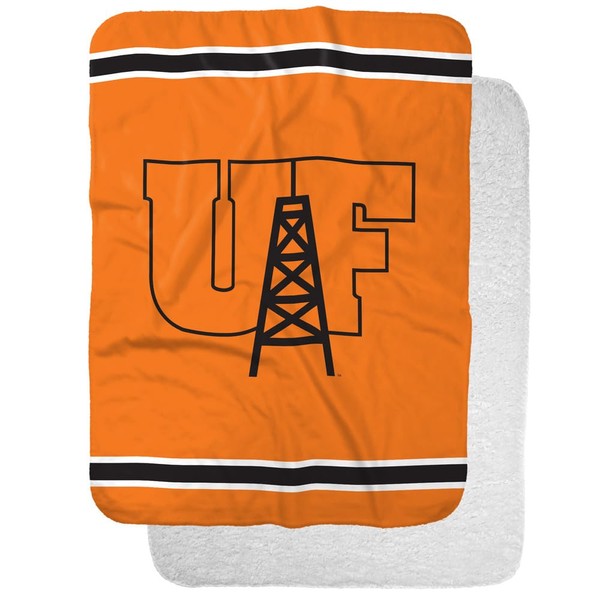 University of Findlay Primary Logo Stripes Sherpa Blanket, Warm Soft