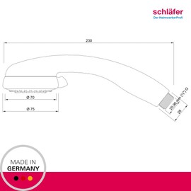 Schläfer | 8196000 Köln-3 Hand Shower Head 3 Jet Anti-Limescale Shower Head Chrome Made in Germany Shower Head Silver Water Saving Rain Shower and Massage Function