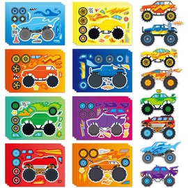 chengruiy 24 Sheets Monster Trucks Stickers for Kids, Ideal for Monster Truck Party Favors, Birthday Decorations, and Creative DIY Crafts