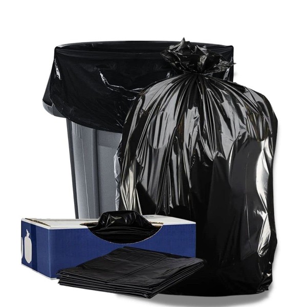 Plasticplace Contractor Trash Bags 55-60 Gallon │ 3.0 Mil │ Black Heavy Duty Garbage Bag │ 38” x 58” (32 Count), CON55A