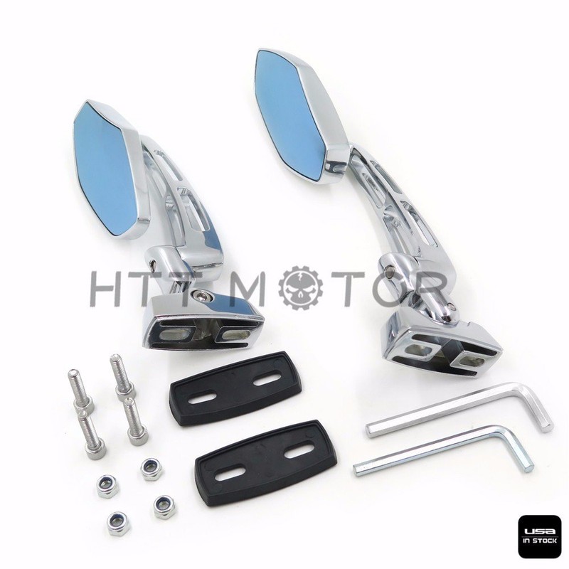 HTTMT- Chrome Adjustable Diamond Base Mirrors Rearview Compatible with Suzuk