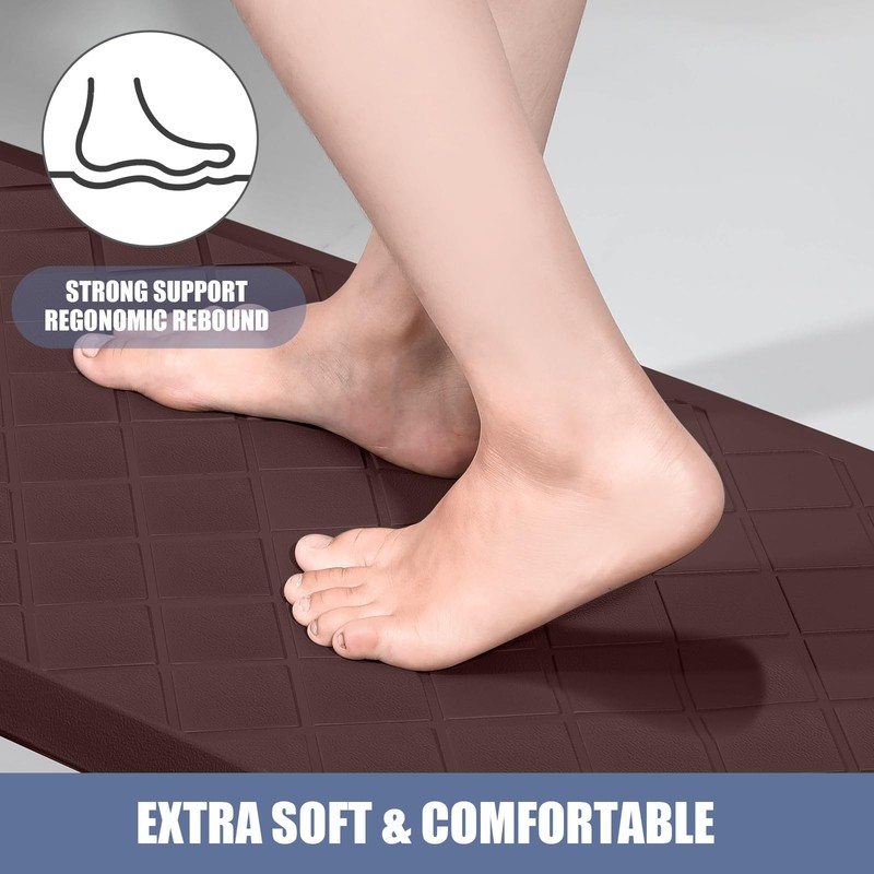 WEZVIX Cushioned Kitchen Mat 2 PCS, Anti Fatigue Kitchen Rugs,