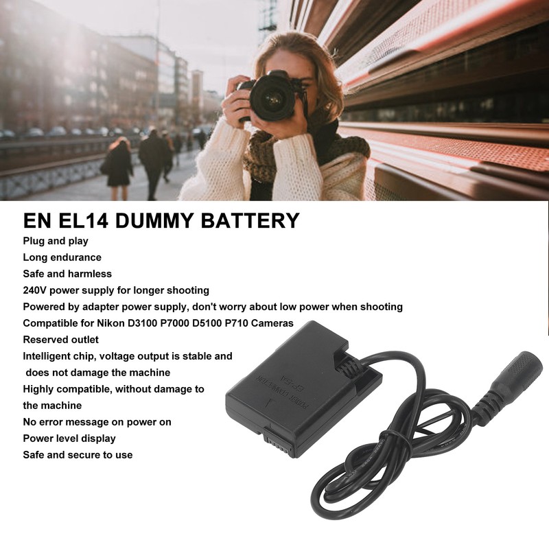 EN EL14 Decoded Dummy Battery EP 5A AC Power Adapter