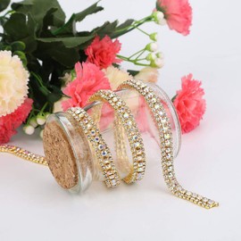 Cadena de diamantes de imitación de 35.4 pulgadas, pedrería con diamantes de imitación apliques de vestido nupcial para el vestido de boda collar Headwear(Oro)