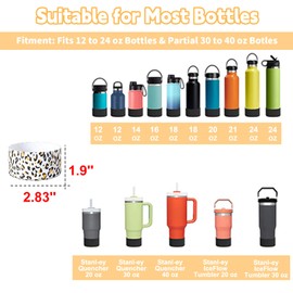 Playexen 2.83" Silicone Water Bottle Boot, Silicone Cup Boot Compatible with S'tanley Tumbler 20-40 oz, Anti-Slip Bottom Protector Sleeve for 12-24 oz Water Bottles (Leopard-Orange)