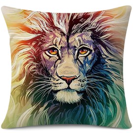 JOTOM Lion Cushion Cover 45x45 cm Colorful Ornament Animal Throw Pillow Cover Decor Square Pillow Case for Home Livingroom Couch Bed Sofa Decor 18x18 Inch (Lion)