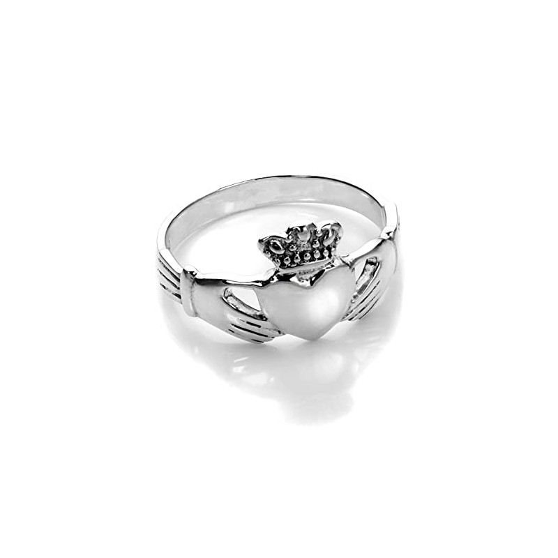 Sterling Silver Polished Celtic Claddagh Ring Size - L (J