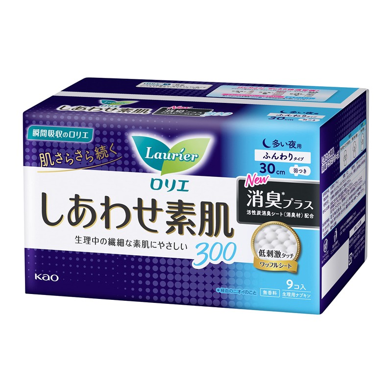 Laurier Happy Bare Skin Deodorizing Plus, For Night Use, 11.8