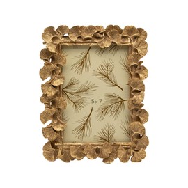 SYLVIA'S SHOP Vintage 5x7 Picture Frame, Antique Ornate Gold Ginkgo Leaf Photo Frame, Table Top Display and Wall Hanging Home Decor, Old Fashioned Gorgeous Photo Gallery Art Deco