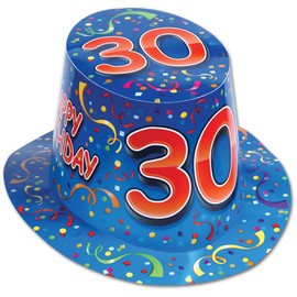 Gradient Blue Confetti"Happy 30 Birthday" Paper Hi-Hat - 1pc
