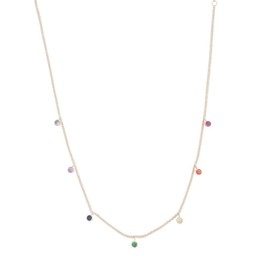 Honeycat Rainbow Crystal Bezel Charms Necklace in Gold, Rose Gold, or Silver | Minimalist, Delicate Jewelry (Rose Gold)