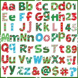 Motipuns 216 Pcs Christmas Bulletin Board Decoration Xmas Letters Numbers Alphabet Paper Cutouts Punctuation Symbols Combo Set Candy Christmas Classroom Decor for School Chalkboard Wall Decor