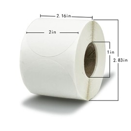 IZEO 2inch Direct Thermal Label Printing Self Adhesive Paper Stickers Round White Labels 2inches 500 pcs per roll (2inch)