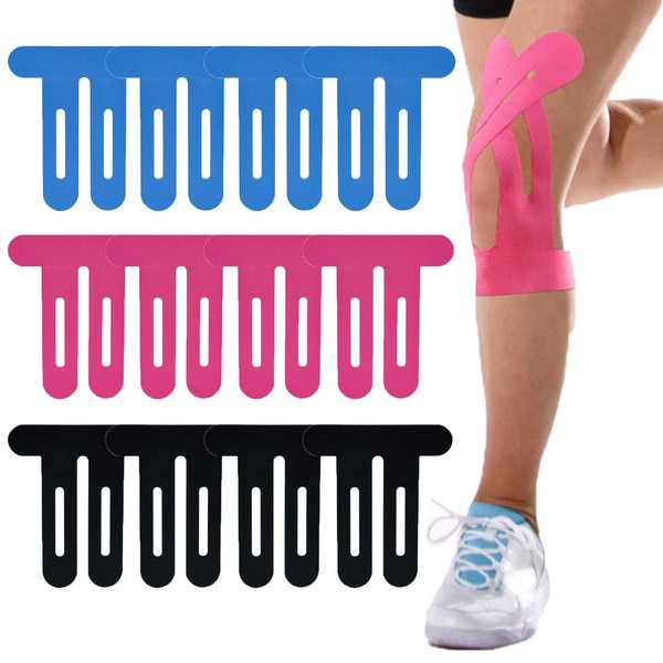 12 Stück Precut Kinesiotapes Knie, Elastisches Knie Tape, Wasserfestes Knietapes