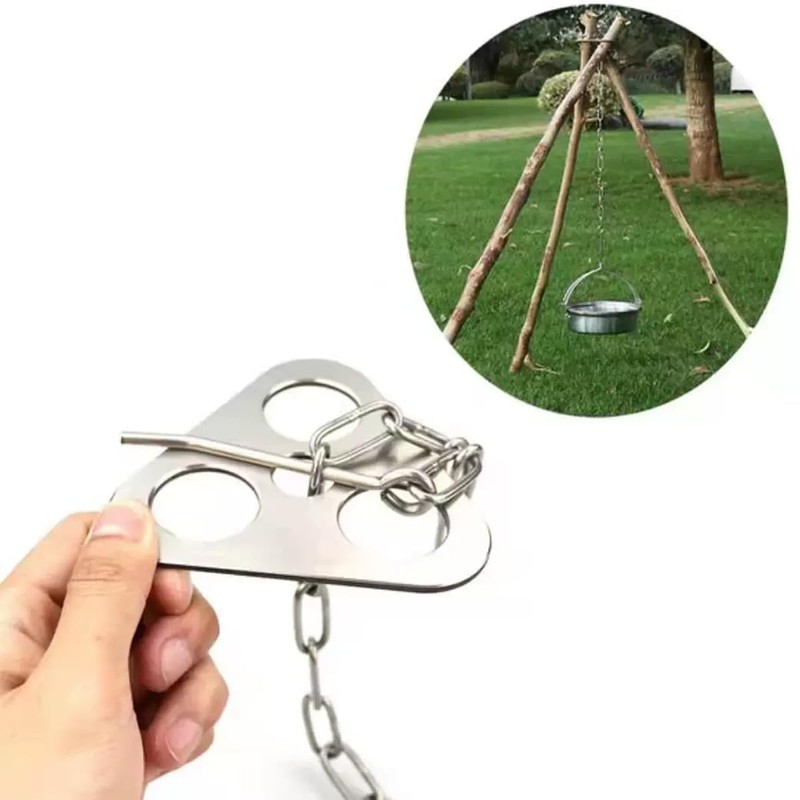 AIMALL Outdoor Bonfire Rack Hanging Pot Picnic Fire Stand, Stainless