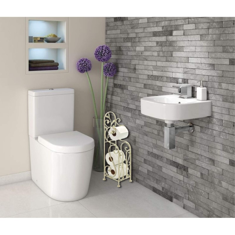 Deco 79 Metal Scroll Toilet Paper Holder with Space to