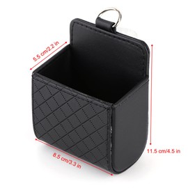 Klanata Seat Gap Storage Box, Large Capacity Car Vent Storage, Car Air Vent Outlet Organizer Storage Bag Phone Snacks Small Items Package with Hook (Black, Pu Leather)