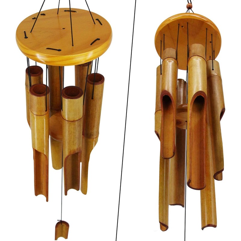 Bamboo Wind Chimes Outdoor,Wooden Wind Chimes with Melody Deep Tone,30"