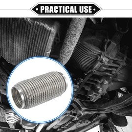 X AUTOHAUX Car Exhaust Flexible Pipe, 76x203mm 2.99"x7.99" Exhaust Flex Connector Pipes Bellows Universal for Car Durable Stainless Steel Silver Tone