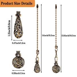 SUR-CIEL 4PCS Ceiling Fan Pull Chain, Fan Pull Chain Extension, Pull Chains for Ceiling Fans and Lights, Light Pull Chain Extension with 12 Inches 3mm Diameter Ball Chain