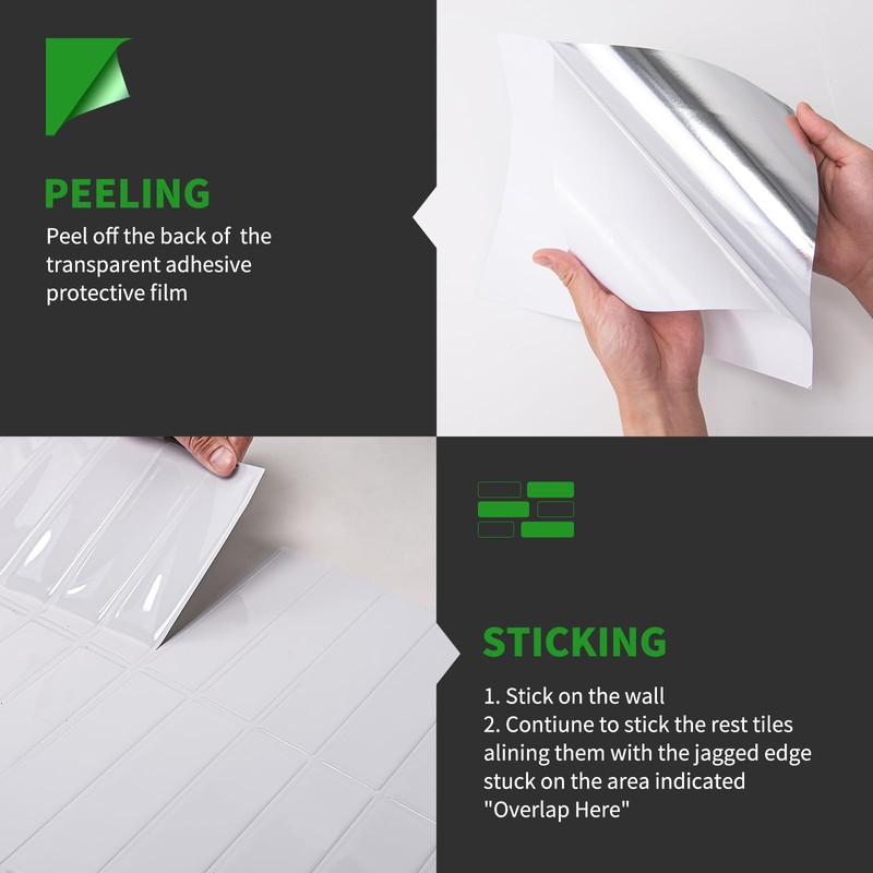 LONGKING 10-Sheet White Peel and Stick Backsplash for Kitchen Wall,