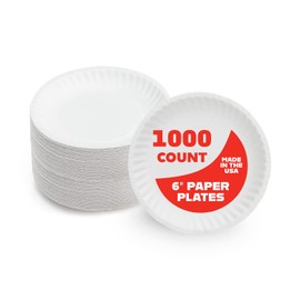 Hygloss Hygloss Products 6" Uncoated White Paper Plates Bulk, 6 Inch, 1000 pack, Disposable Plates For Food, Dessert Or Crafts