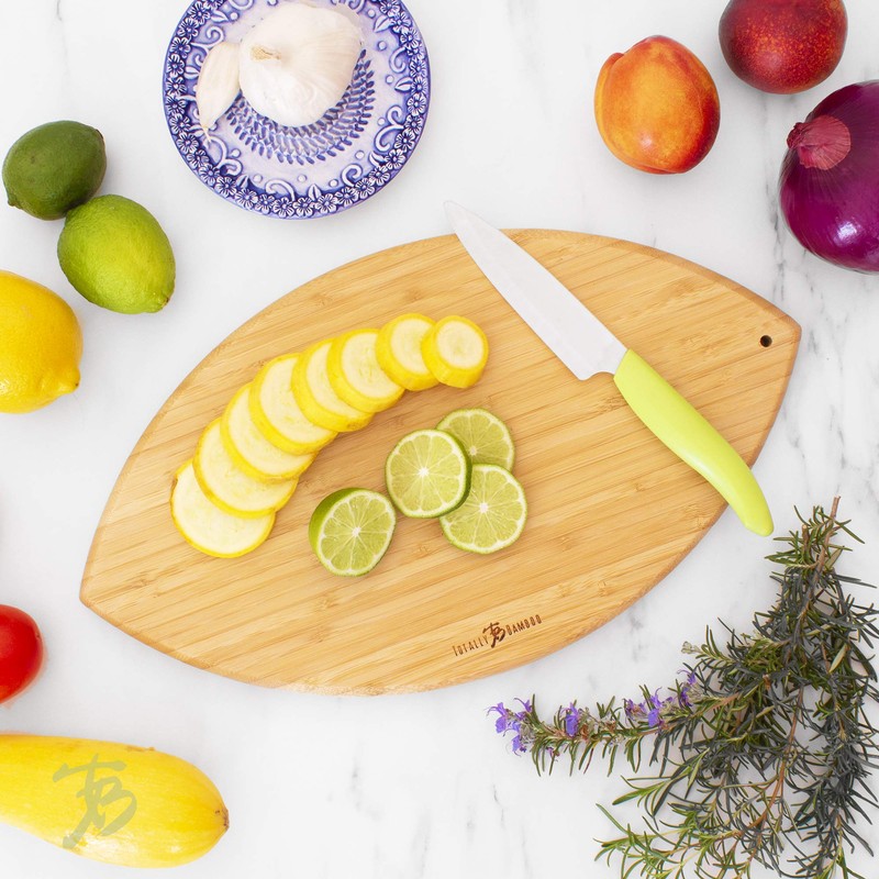 Totally Bamboo Football Shaped Bamboo Wood Cutting Board and Charcuterie