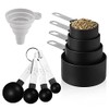 Measuring Cups and Spoons Set of Huygens Kitchen Gadgets 8 Pieces, Stackable Stainless Steel Handle Measuring Cups for Measuring Dry and Liquid Ingredient (Black)
