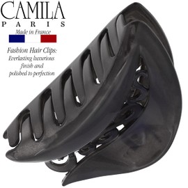 Camila Paris CP3214 French Hair Clip for Women for Thick Hair for Long Curly Wavy Hair, Gray, Girls Hair Claw Clips Jaw, Styling Big Claw Clip for Thick Hair, Strong Hold No Slip Grip, Made in France