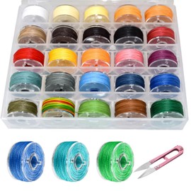 25 Colours Round Waxed Cotton Cord: 0.55 mm Nylon Cord for Bracelets, Bracelet Cord with Small Scissors, Waxed Cotton Cord for Jewellery Making DIY Crafts Making