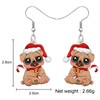 HUAGEO Acrylic Cute Christmas Hat Pug Dog Earrings Puppy Pets