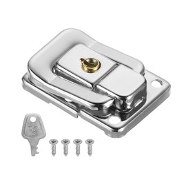 PATIKIL Suitcase Lock Hasp 1.6" x 1.10",1Pcs Iron Toggle Catch Lock with Keys/Screws Latch Clasp for Jewelry Box Wooden Case Toolbox, Silver