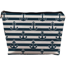 uinwk Navy Nautical Anchor Makeup Cosmetic Bags for Women, Nautical Gifts for Women, Gifts for Sailors