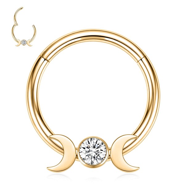 Gold Septum Rings Daith Conch Smiley Orbital Piercing Jewelry 16G