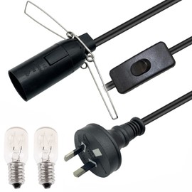 Salt Lamp Cord with 2 Free E14 Bulbs, Salt Lamp Power Cord Original Replacement with ON/Off Switch and Metal Clip, for All Himalayan Crystal Salt Rock Lamp - 1.8m Cable 240V SAA Standard