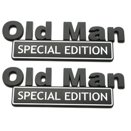 2pack Big Old Man Special Edition Emblems 3D Badge Decal Car Truck Replacement Compatible with Universal Vehicle, Truck, SUV, Decal Sticker Strong Adhesive 5.9 inch Long (White)