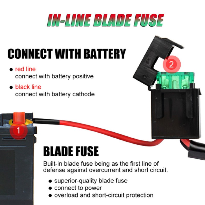 LED Light Bar Wiring Harness 16AWG Heavy Duty DC 12V