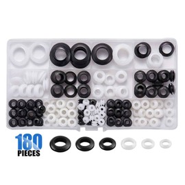 Litorange 8 Sizes 180 Piece Rubber Grommet Assortment Kit, Ideal for Automotive, Motorcycle, PC Hardware/Piano Repair, Electronic Equipment, Motorcycles and Electric Boxes