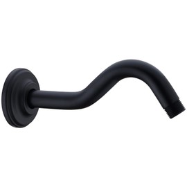 8 Inch S-Shape Curved Shower Arm with Flange Stainless Steel Shower Head Extension Replacement Pipe Arm,Wall Mounted,Matte Black